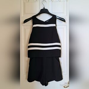 Parker Black Amor Two Tone Sleeveless Romper One-Piece Outfit Pockets